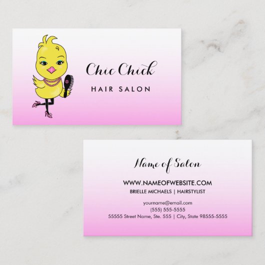 ブラシ毛付きシックなピンクのシックと美しいサロン 名刺 (正面/裏面)