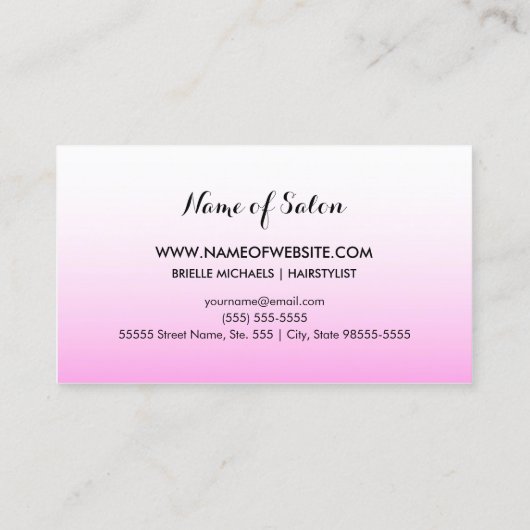 ブラシ毛付きシックなピンクのシックと美しいサロン 名刺 (裏面)