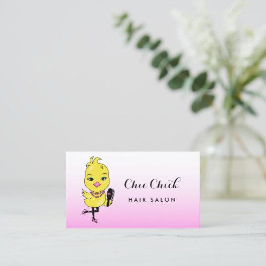 ブラシ毛付きシックなピンクのシックと美しいサロン 名刺 (スタンド正面)