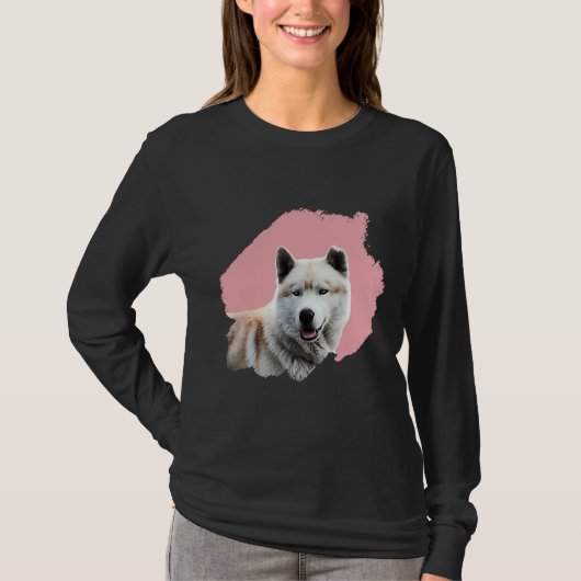 ブラシ犬のハスキー Tシャツ (正面)