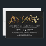 ブラシ祝ータイポグラフィ結婚の起動 招待状<br><div class="desc">レッツをフィーチャーしたタイポグラフィブラシのハンドレタリング結婚式招待状祝だ</div>