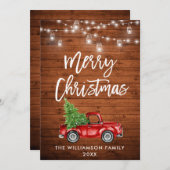 ブラシ素朴スクリプトライトヴィンテージトラッククリスマス シーズンカード (正面/裏面)