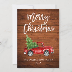 ブラシ素朴スクリプトヴィンテージトラッククリスマスツリー シーズンカード
