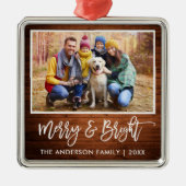 ブラシ素朴スクリプメリート木明るいファミリ メタルオーナメント (正面)