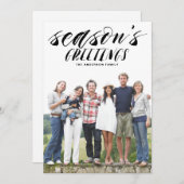 ブラシ素朴タイポグラフィシーズンのグリーティングフォト シーズンカード (正面/裏面)