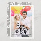 ブラシ素朴ハンドレタリング写真救日付 セーブザデート (正面/裏面)