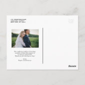 ブラシ素朴レタリングたった今結婚しました縦写真 ポストカード (裏面)