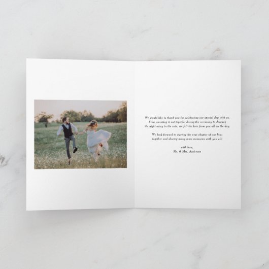 ブラシ素朴レタリングオーバーレイ結婚写真 サンキューカード (内部)