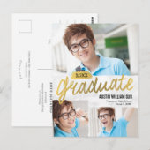 ブラシ素朴卒業発表はがき ポストカード (正面/裏面)