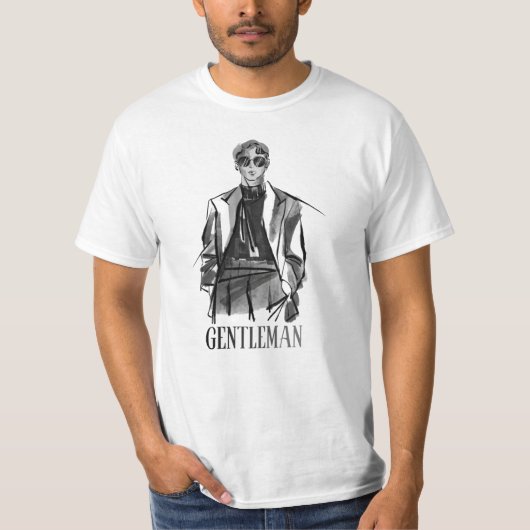 ブラシ紳士のホワイト半袖Tシャツ Tシャツ (正面)