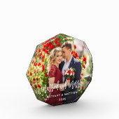 ブラシ結婚したスクリプメリートと結婚写真の八角形 フォトブロック (左)