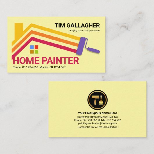 ブラシ絵を描のホーム絵を描ライン 名刺 (正面/裏面)