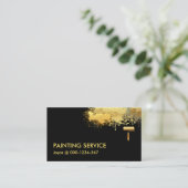 ブラシ絵を描の金ゴールド絵を描（ばちゃばちゃ）跳ねる 名刺 (スタンド正面)