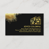 ブラシ絵を描の金ゴールド絵を描（ばちゃばちゃ）跳ねる 名刺 (裏面)