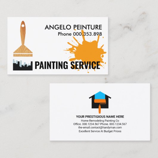 ブラシ絵を描シティのシルエットの毛 名刺 (正面/裏面)