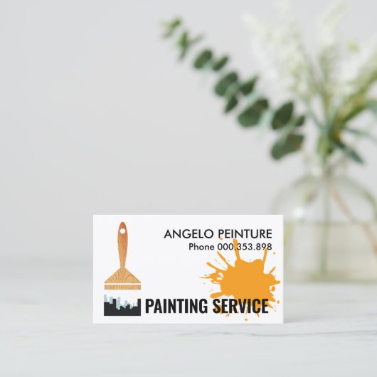 ブラシ絵を描シティのシルエットの毛 名刺 (スタンド正面)