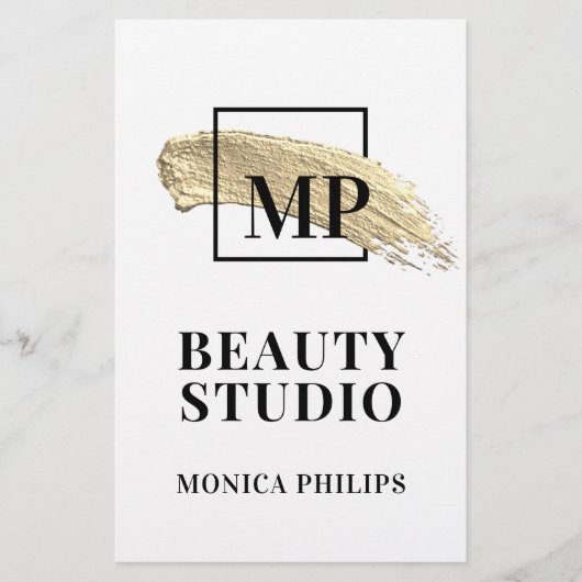 ブラシ絵を描抽象芸術金ゴールド白 チラシ (正面)