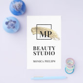 ブラシ絵を描抽象芸術金ゴールド白 チラシ (シングル)