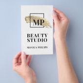 ブラシ絵を描抽象芸術金ゴールド白 チラシ (ハンドル)