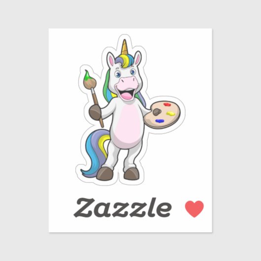 ブラシ絵画とカラーでユニコーン シール (シート)