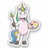 ブラシ絵画とカラーでユニコーン シール (正面)