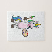 ブラシ絵画とカラーでユニコーン ジグソーパズル (横)