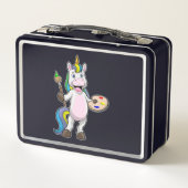 ブラシ絵画とカラーでユニコーン メタルランチボックス (裏面)