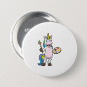 ブラシ絵画とカラーでユニコーン 缶バッジ (正面&裏面)