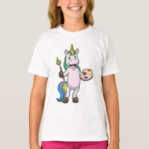 ブラシ絵画とカラーでユニコーン Tシャツ