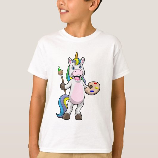 ブラシ絵画とカラーでユニコーン Tシャツ (正面)
