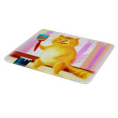 ブラシ絵画を持った可愛い猫。買今 カッティングボード (角)