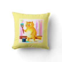 ブラシ絵画を持った可愛い猫。買今