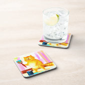 ブラシ絵画を持った可愛い猫。買今 コースター (右側)