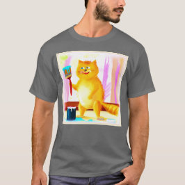 ブラシ絵画を持った可愛い猫。買今 Tシャツ