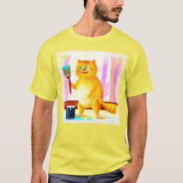 ブラシ絵画を持った可愛い猫。買今 Tシャツ