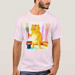 ブラシ絵画を持った可愛い猫。買今 Tシャツ