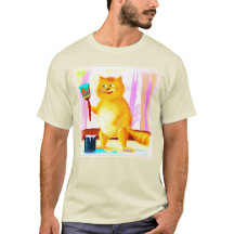 ブラシ絵画を持った可愛い猫。買今