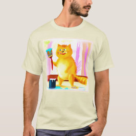 ブラシ絵画を持った可愛い猫。買今 Tシャツ