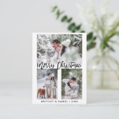 ブラシ脚モダン本メリークリスマス写真 ポストカード (スタンド正面)