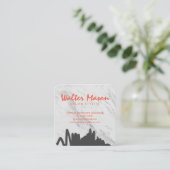 ブラシ芸術的グレイ大理石 スクエア名刺 (スタンド正面)