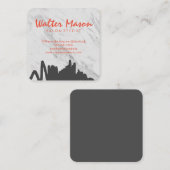 ブラシ芸術的グレイ大理石 スクエア名刺 (正面/裏面)