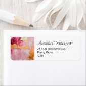 ブラシ芸術的ストロークの金ゴールドとピンクのアドレス ラベル (インサイチュ)