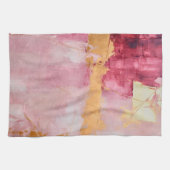 ブラシ芸術的ストロークの金ゴールドとピンク キッチンタオル (横)