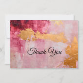 ブラシ芸術的ストロークの金ゴールドとピンク サンキューカード (正面)