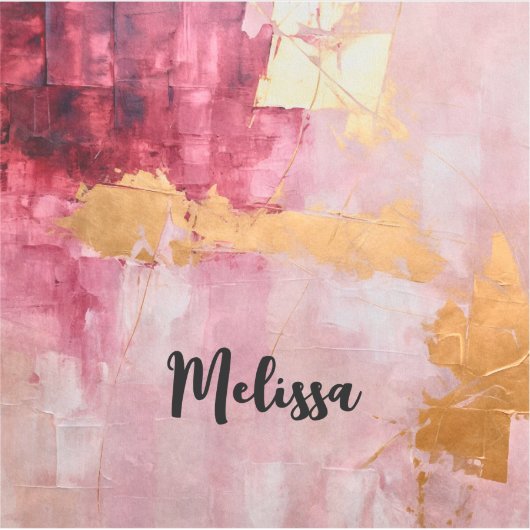 ブラシ芸術的ストロークの金ゴールドとピンク シール (正面)