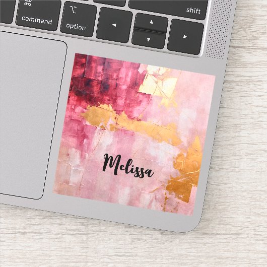 ブラシ芸術的ストロークの金ゴールドとピンク シール (詳細)