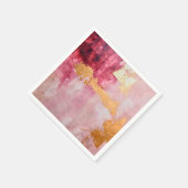 ブラシ芸術的ストロークの金ゴールドとピンク スタンダードカクテルナプキン (角)