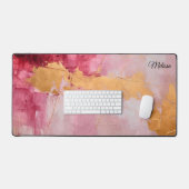 ブラシ芸術的ストロークの金ゴールドとピンク デスクマット (キーボード&マウス)