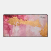 ブラシ芸術的ストロークの金ゴールドとピンク デスクマット (正面)