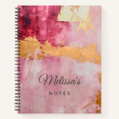 ブラシ芸術的ストロークの金ゴールドとピンク ノートブック (正面)
